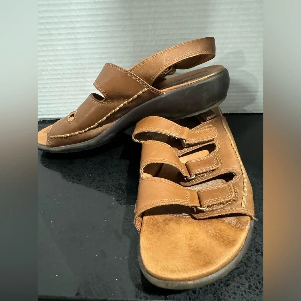 Naturalizer Leather Adjustable Sandals comfort walking brown festival boho US 9